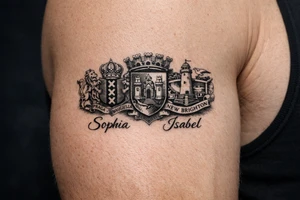 Crests of Amsterdam and Braga and New Brighton. My daughters names Sophia and Isabel. tattoo idea