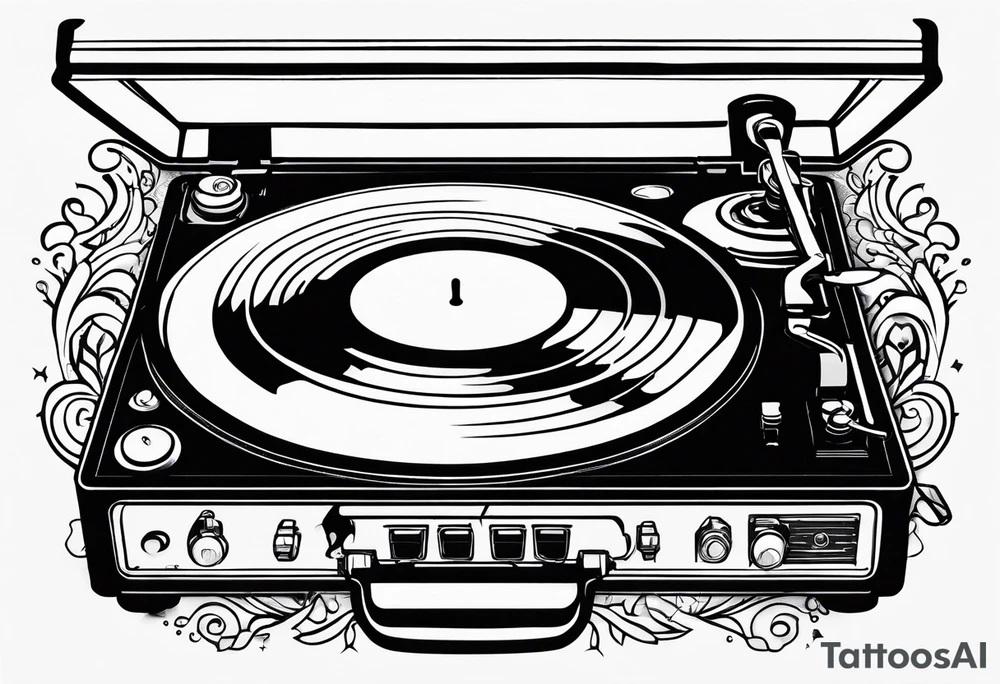 Recordplayer finline art minimalistic oneline throwup tattoo idea Recordplayer finline art minimalistic oneline throwup tattoo idea