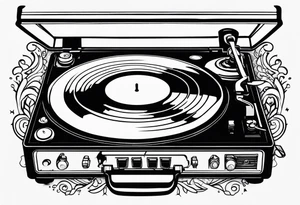 Recordplayer finline art minimalistic oneline throwup tattoo idea