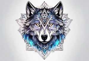 Constellation, animal alien wolf, snowflake tattoo idea
