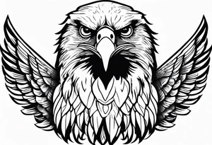 realistic eagle full body  sit face front closed wings tattoo idea