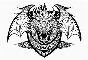 Valhalla shield dragon head tattoo idea