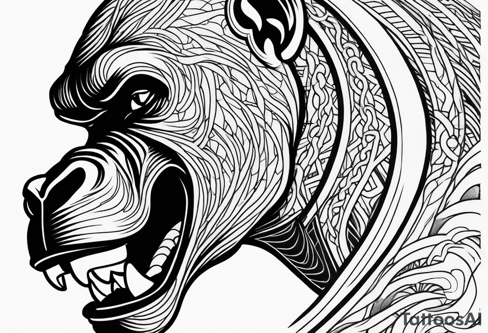 Screaming gorilla, snakes tattoo idea