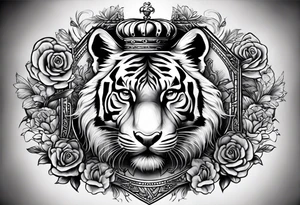 Full right arm sleeve a tiger at the top with a crown and third eye underneath a large hour glass with a brain and heart inside of it tattoo idea