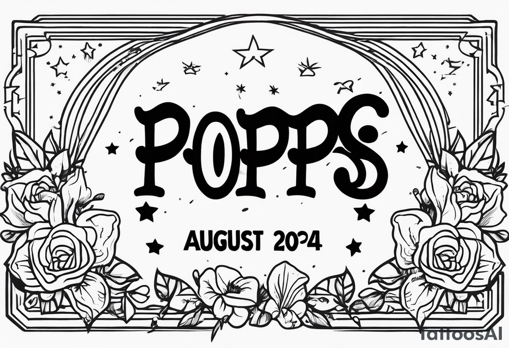 Simple memorial tattoo with the date August 13,2024 and the name”pops” tattoo idea