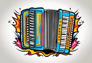 Accordion on a burn paper tattoo idea