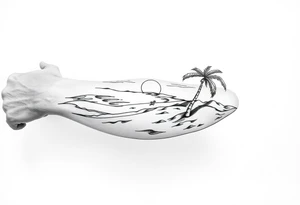 fine line, peaceful, serene, timeless, ocean, sand, palm tree, sun tattoo idea