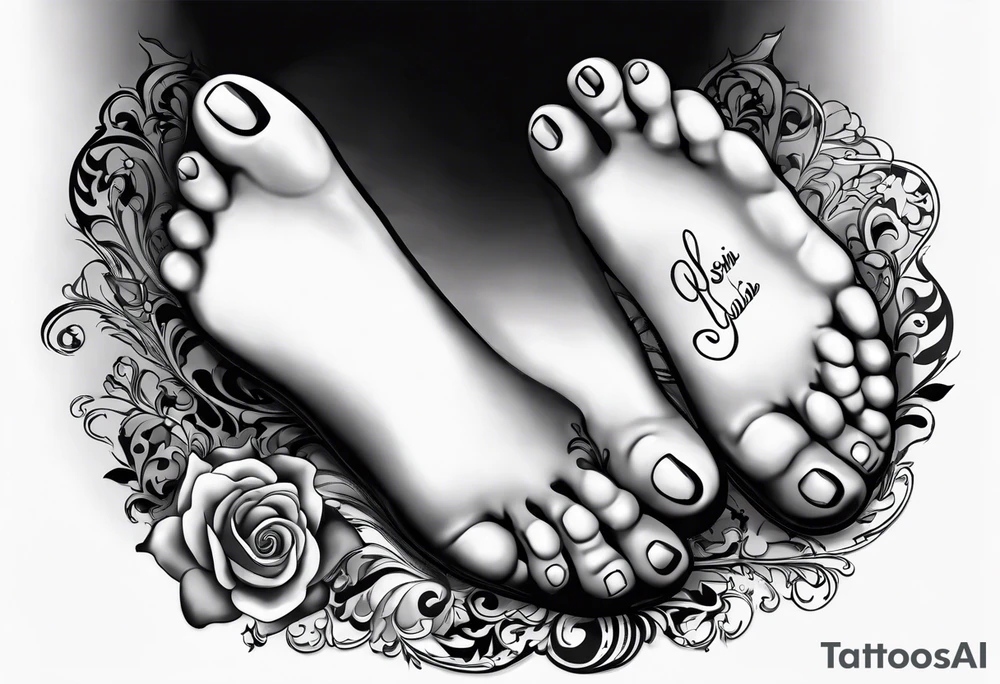 My son name JOSIAH with his footprint tattoo idea