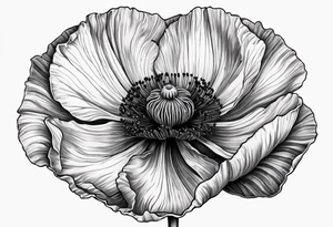 Poppy flower with the date 1/15/22 in Roman numerals tattoo idea