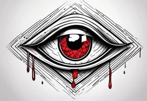 Bleeding tear overdraining to down from  one red symmetrical 
 eye tattoo design tattoo idea
