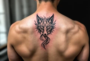 feminine fox of nine tails, the tails flow and end looking like flames. tattoo idea