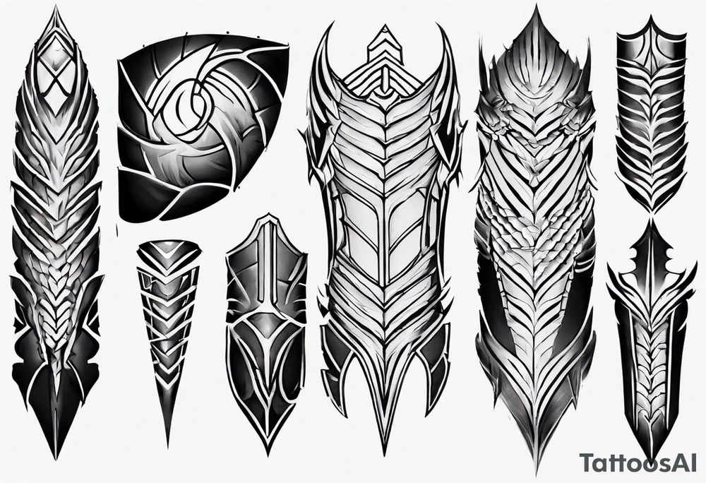 Dragonscale Leg armor symmetrical tattoo idea