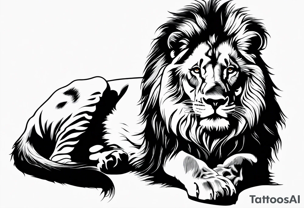 powerful majestic lion, close-up tattoo idea