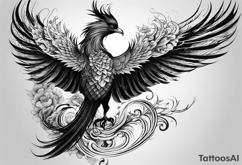 Asian phoenix with a long neck tattoo idea