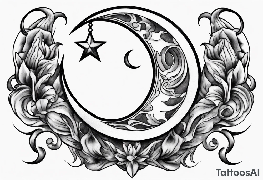 crescent moon with shading masculine tattoo tattoo idea