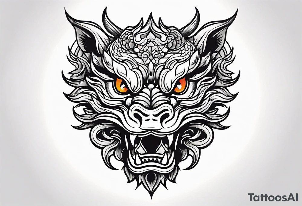 Animal Head ONLY: Chinese Dragon front facing tattoo idea