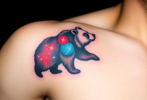 A Bear with a Starry Sky in Its Fur
 (only red , blue and black are possible colors) tattoo idea