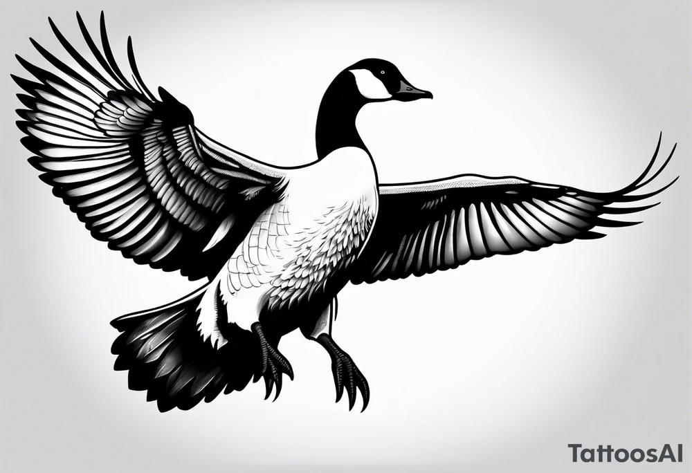canadian goose stretching her wings tattoo idea