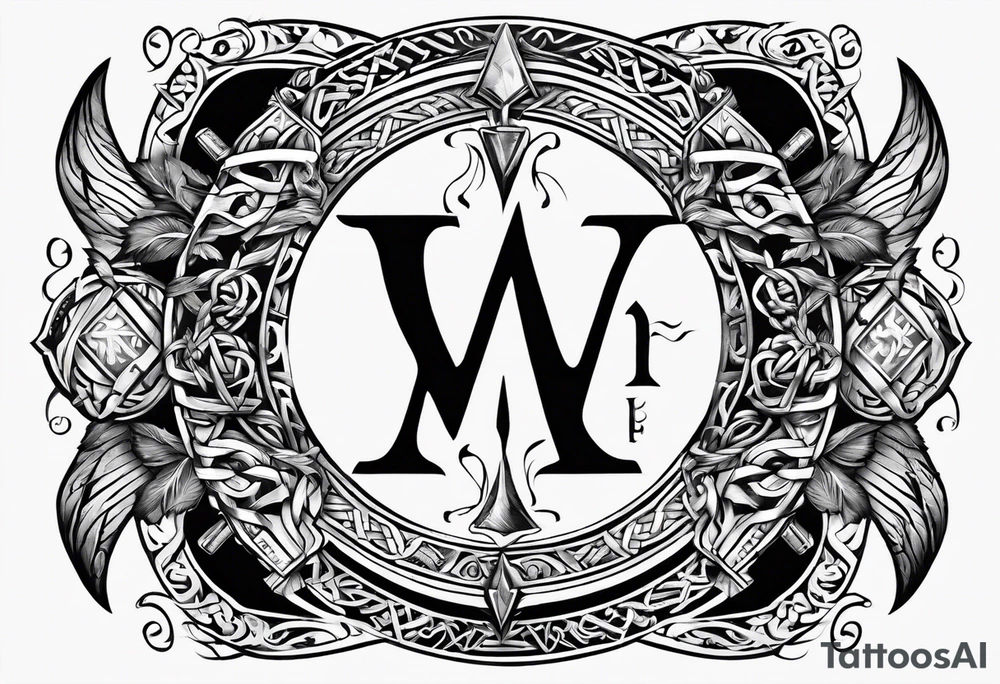 Nordic rune of viking warriors  in latters tattoo idea