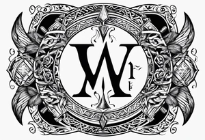 Nordic rune of viking warriors  in latters tattoo idea