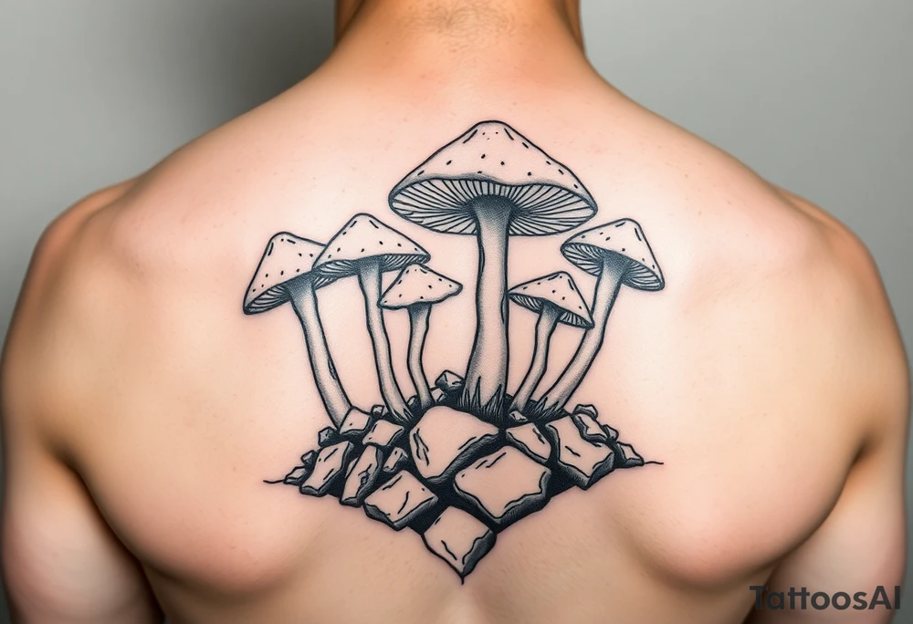 Magic mushrooms growing from earth tattoo idea
