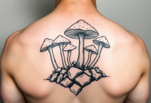Magic mushrooms growing from earth tattoo idea