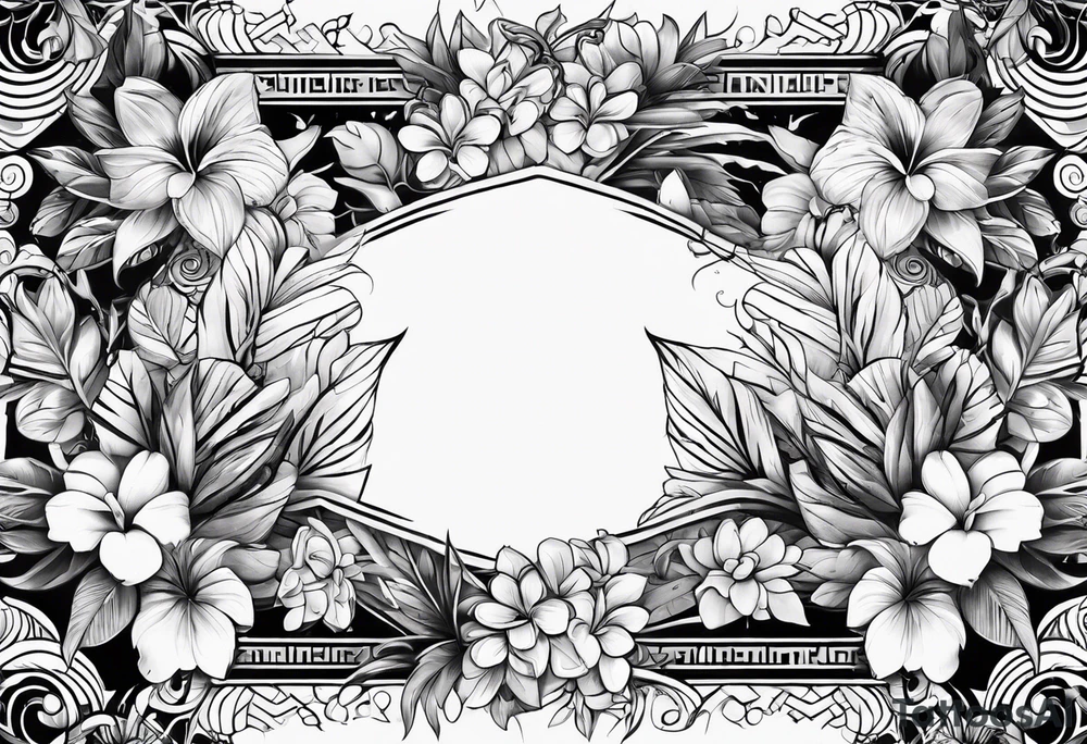 tropical and floral arm sleeve tattoo idea