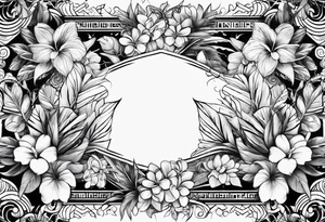tropical and floral arm sleeve tattoo idea