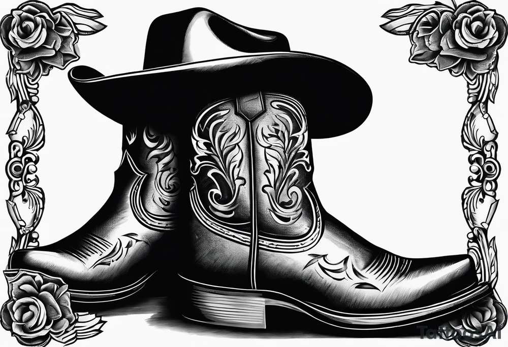 Cowboy boots with cowboy hat tattoo idea
