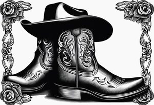 Cowboy boots with cowboy hat tattoo idea