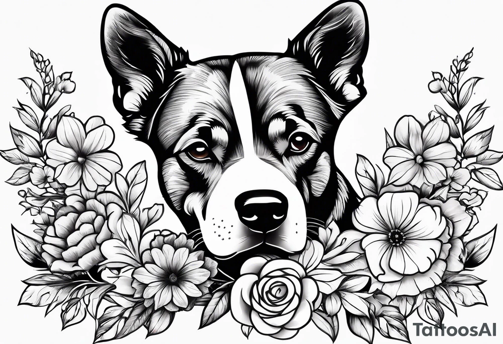 Paw print made with flowers tattoo idea