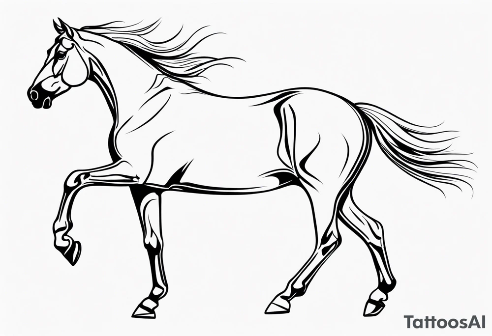 Horse drawn using a single line tattoo idea
