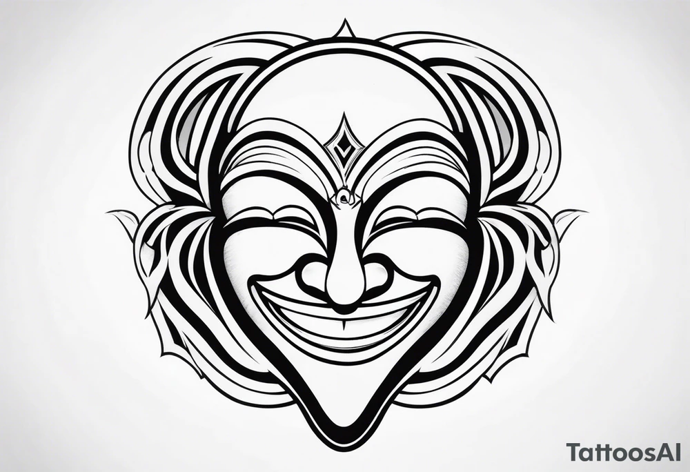 Cool looking Laughing mask tattoo idea