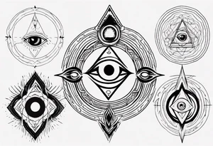 Third eye abstract fine line sketch style with artistic fill tattoo idea