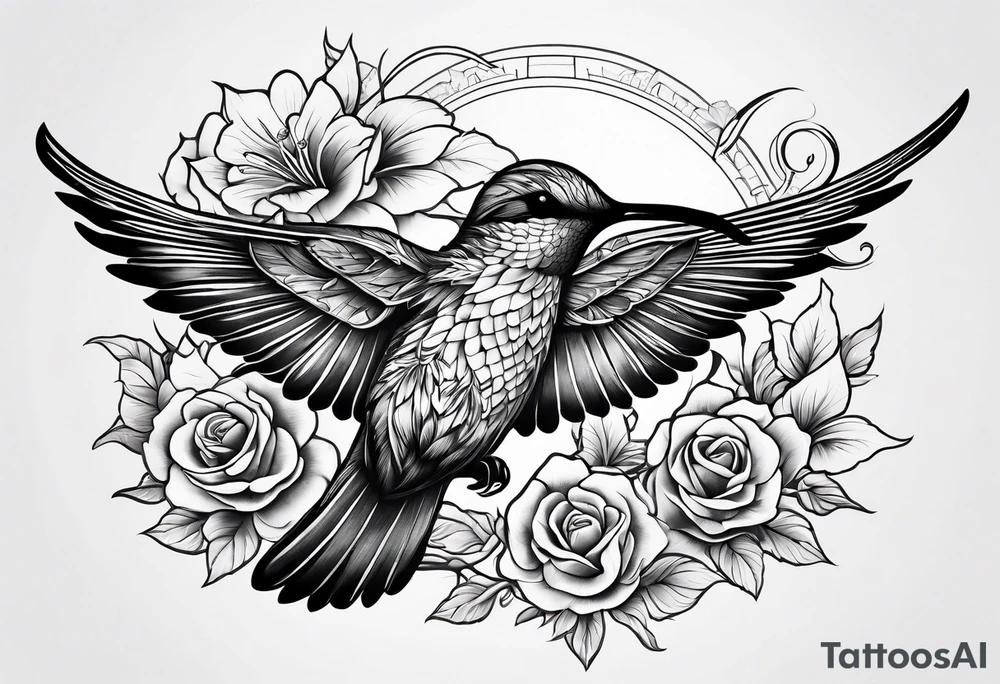 death in a shape of a humming bird tattoo idea
