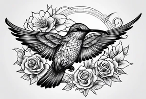 death in a shape of a humming bird tattoo idea