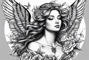 Angel with hummingbird tattoo idea