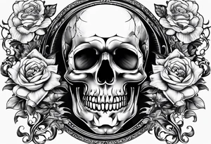 Memento mori writen skull sleeve tattoo design tattoo idea