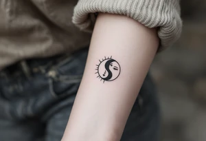 sunface (sunsign in aquarius) & moonface (moonsign in pisces) astrology / yang and yang / apple emojis inspired tattoo idea