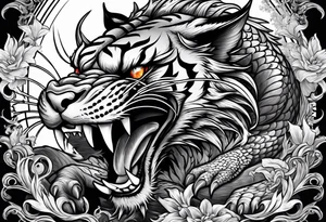 Dragon fighting tiger tattoo idea