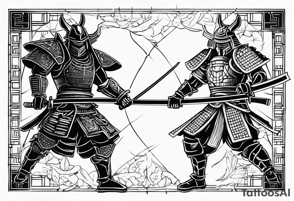 robot samurai vs human samurai in a duel to the death tattoo idea