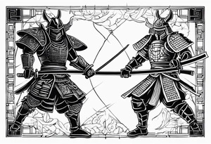robot samurai vs human samurai in a duel to the death tattoo idea