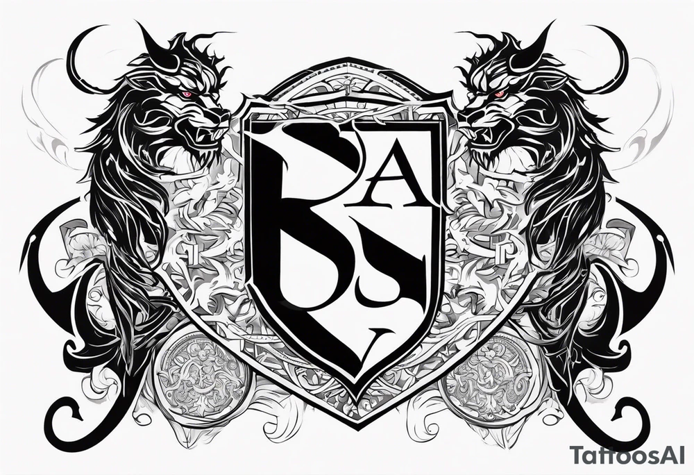 Valhalla sword shield dragon lion tattoo idea