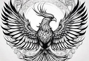 lite thin flowing phoenix with gold and white on tail for male tattoo idea