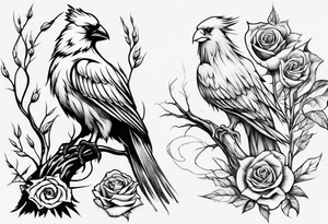 Willow tree with a cardinal holding a rose and a eagle tattoo idea