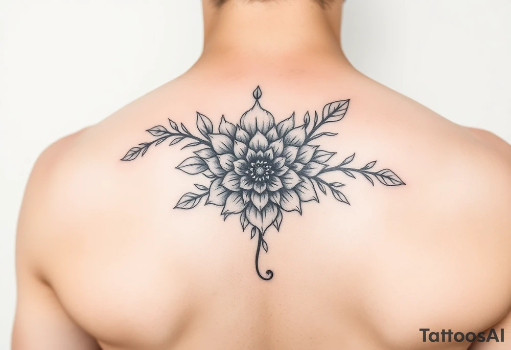 Make something similar to this. It should be a small, unique floral design. Use soft shading. tattoo idea