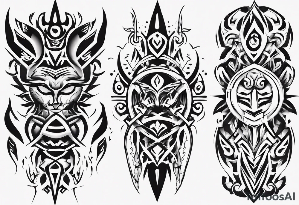 combine E and H with tribal pattern tattoo idea