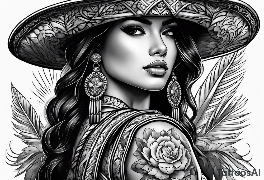 Female Mexican soldier tattoo idea