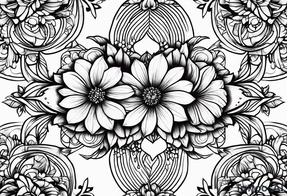 lines, flowers tattoo idea