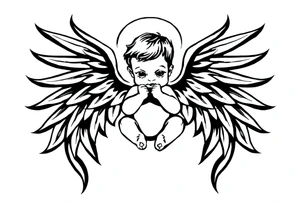 a baby angel with wings and a AR tattoo idea